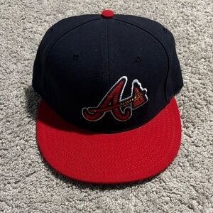New Era Navy and Red Atlanta Braves Logo Fitted Hat